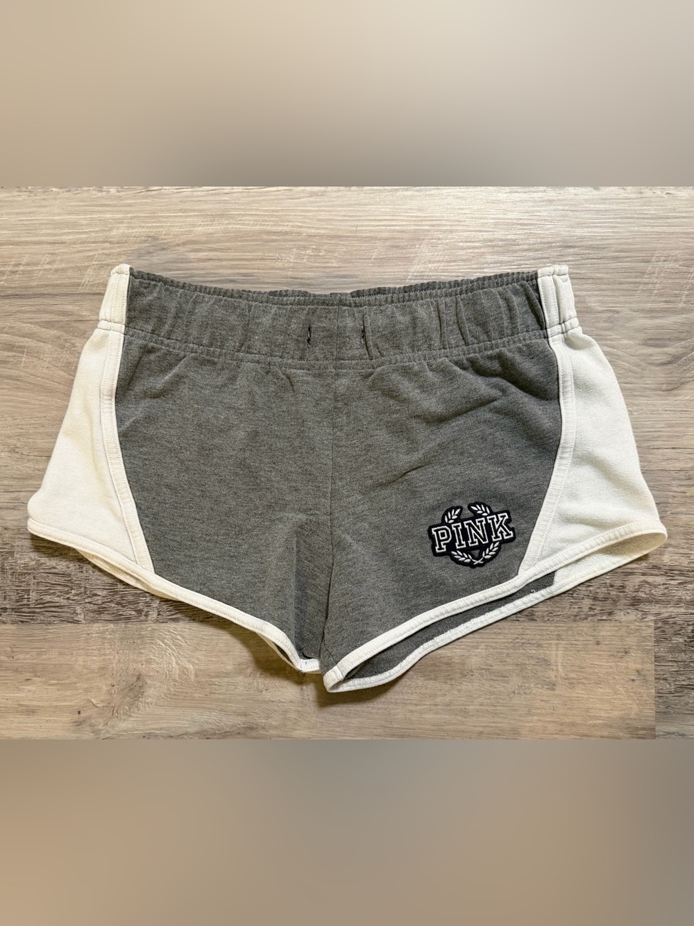 PINK by Victoria's Secret Baseball Varsity Shorts Gray & White Women’s XS Y2K